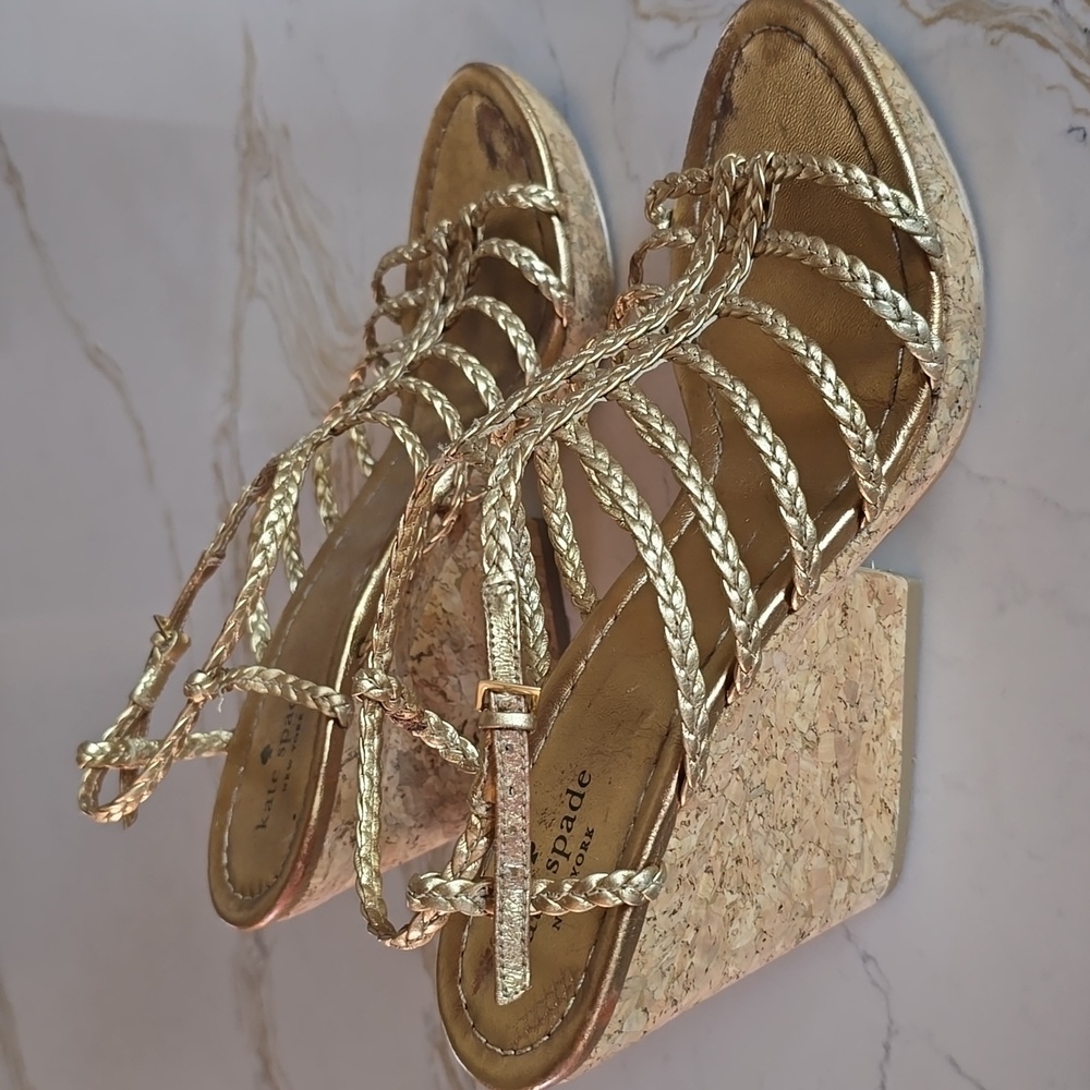 Kate Spade Gold Braided Wedges